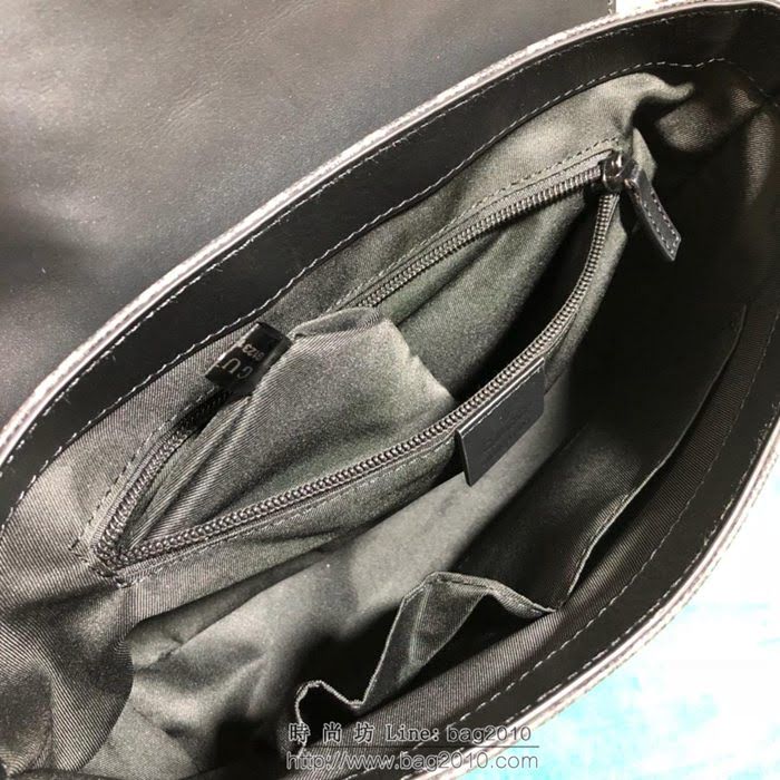 GUCCI 古馳男包 新款 449173 黑膠 男女通用款 黑色PVC Gucci單肩斜挎包